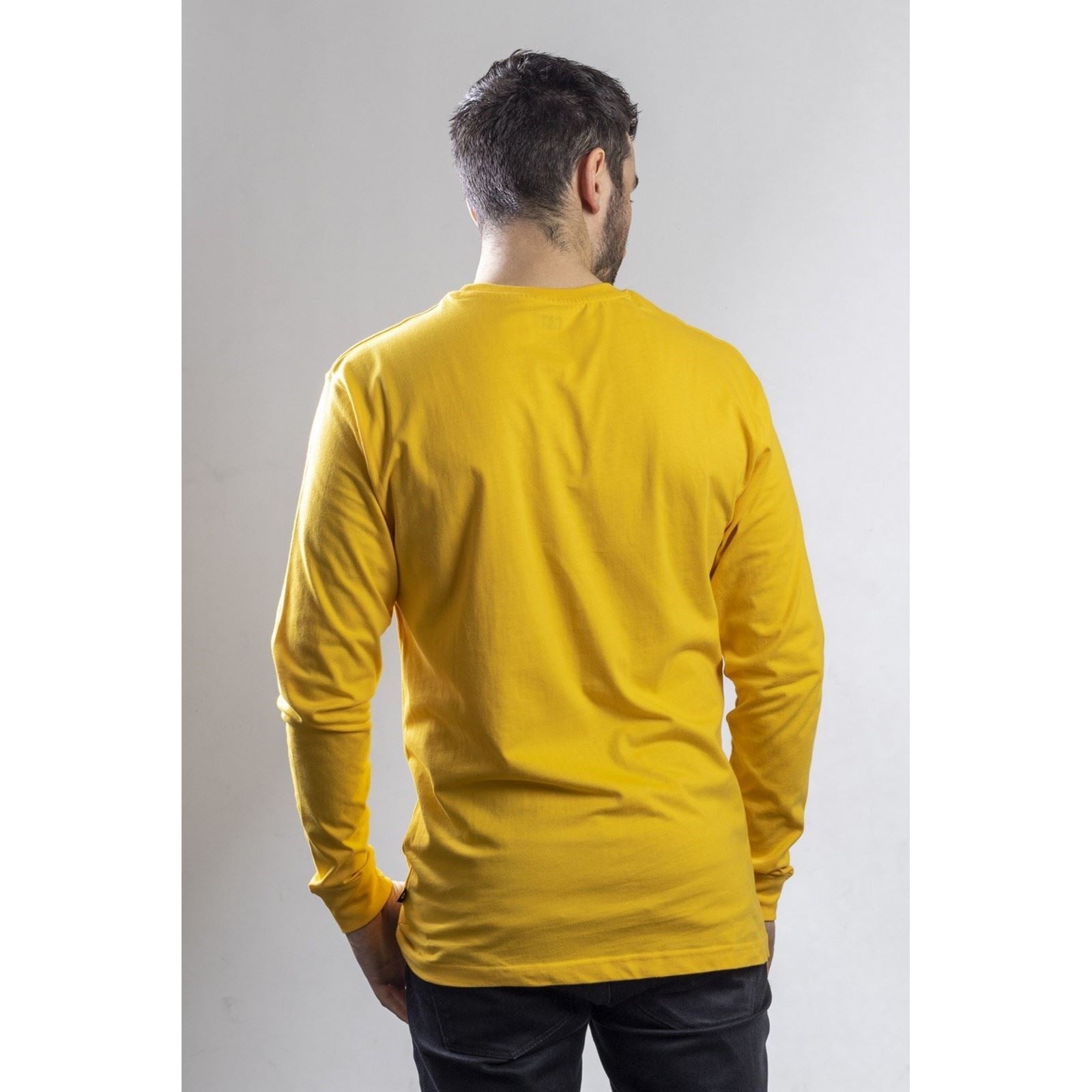 Caterpillar Trademark Banner Long Sleeve Baumwoll Herren Gelbes T-Shirt