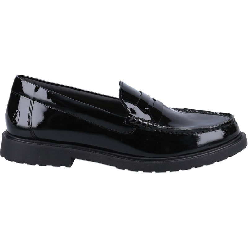 Hush Puppies Verity Slip On Leder-Damen-Patent-Loafer In Schwarz