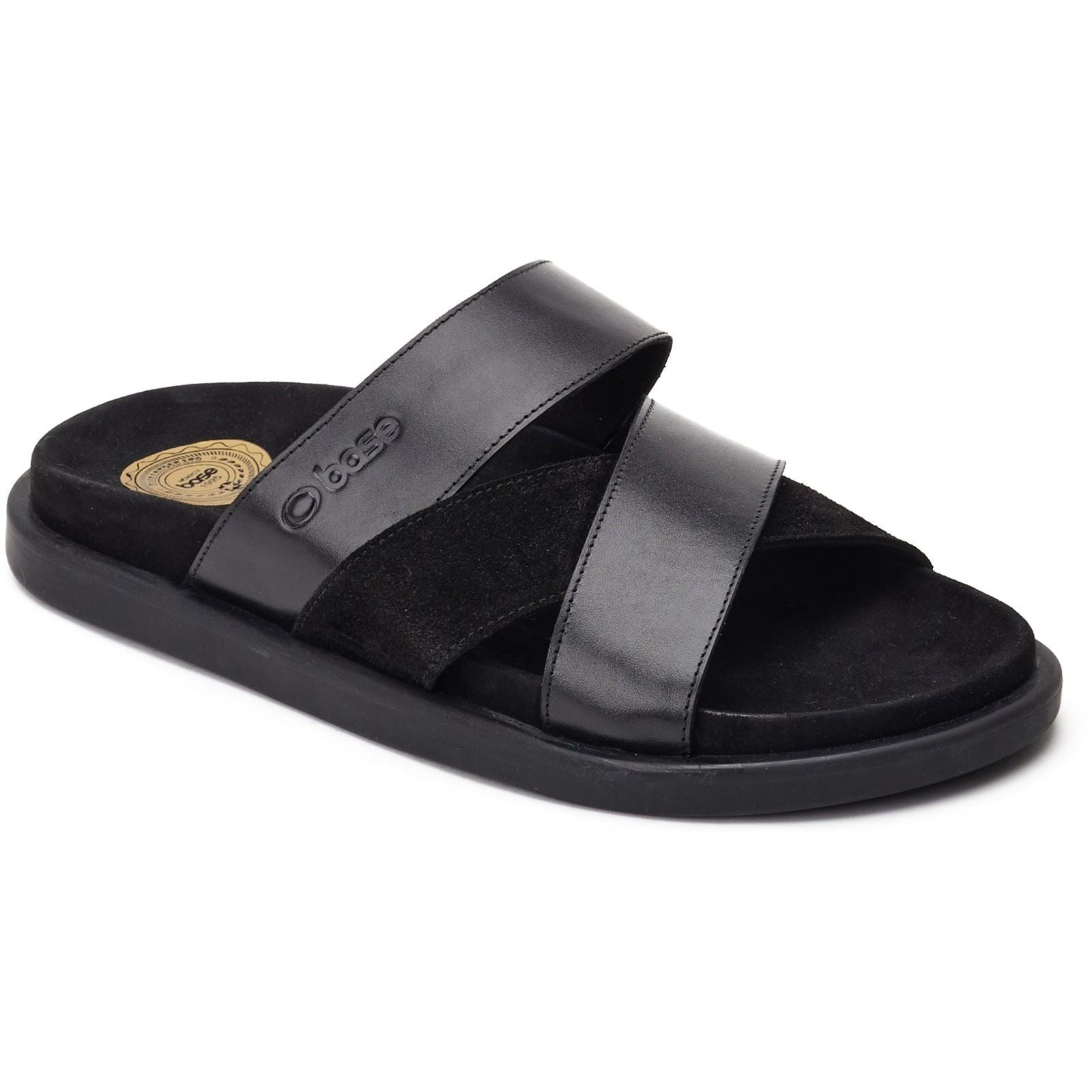 Base London Ponza Leder Herren Schwarze Sandalen