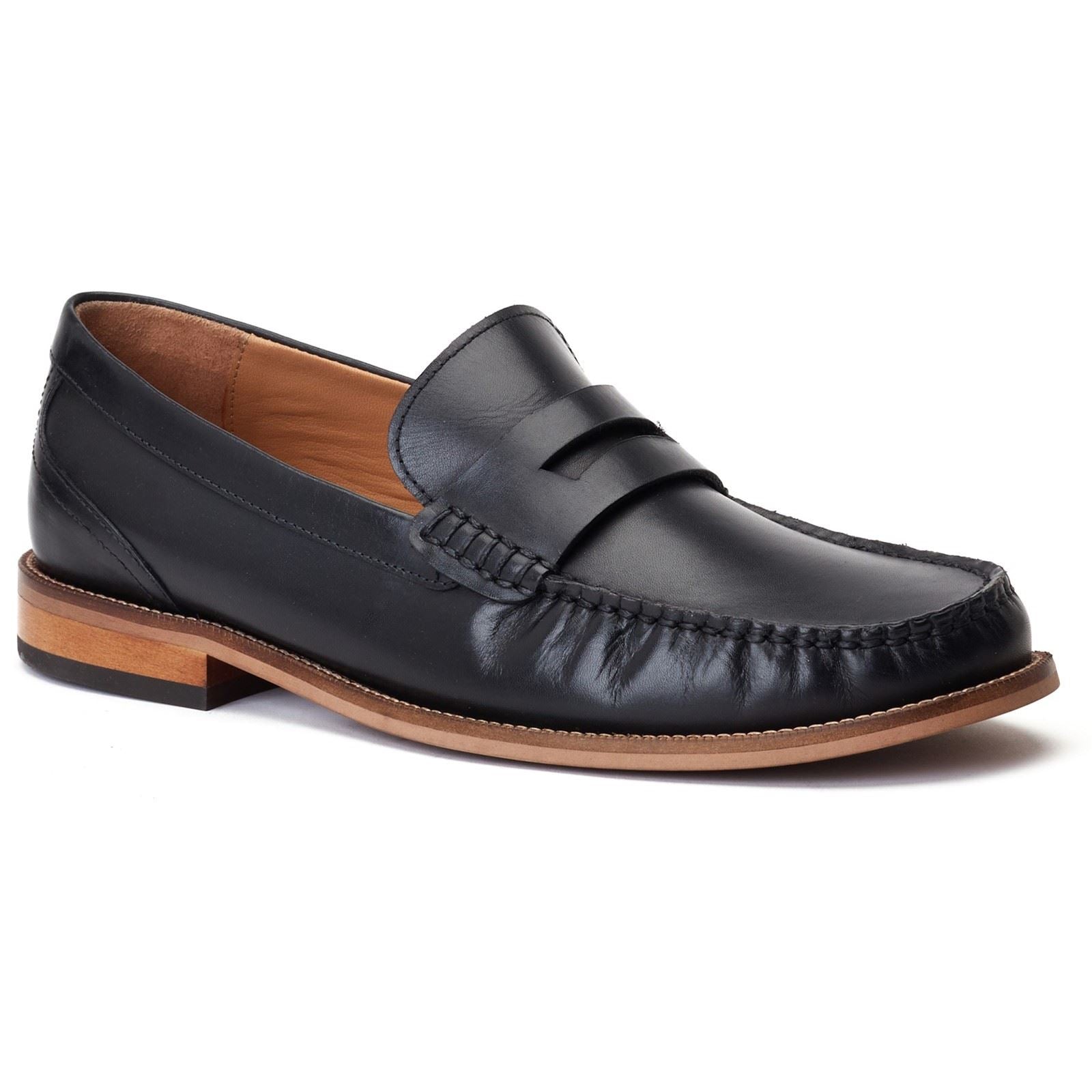 Base London Garfield Leder Herren Schwarze Mokassins