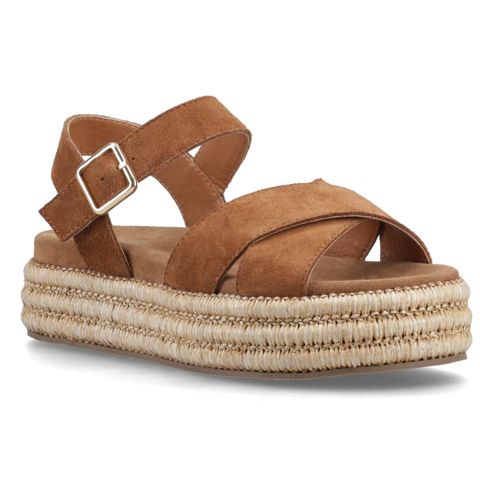 Hush Puppies Rosa Rafia Sandal Leder Damen Tan Sandalen