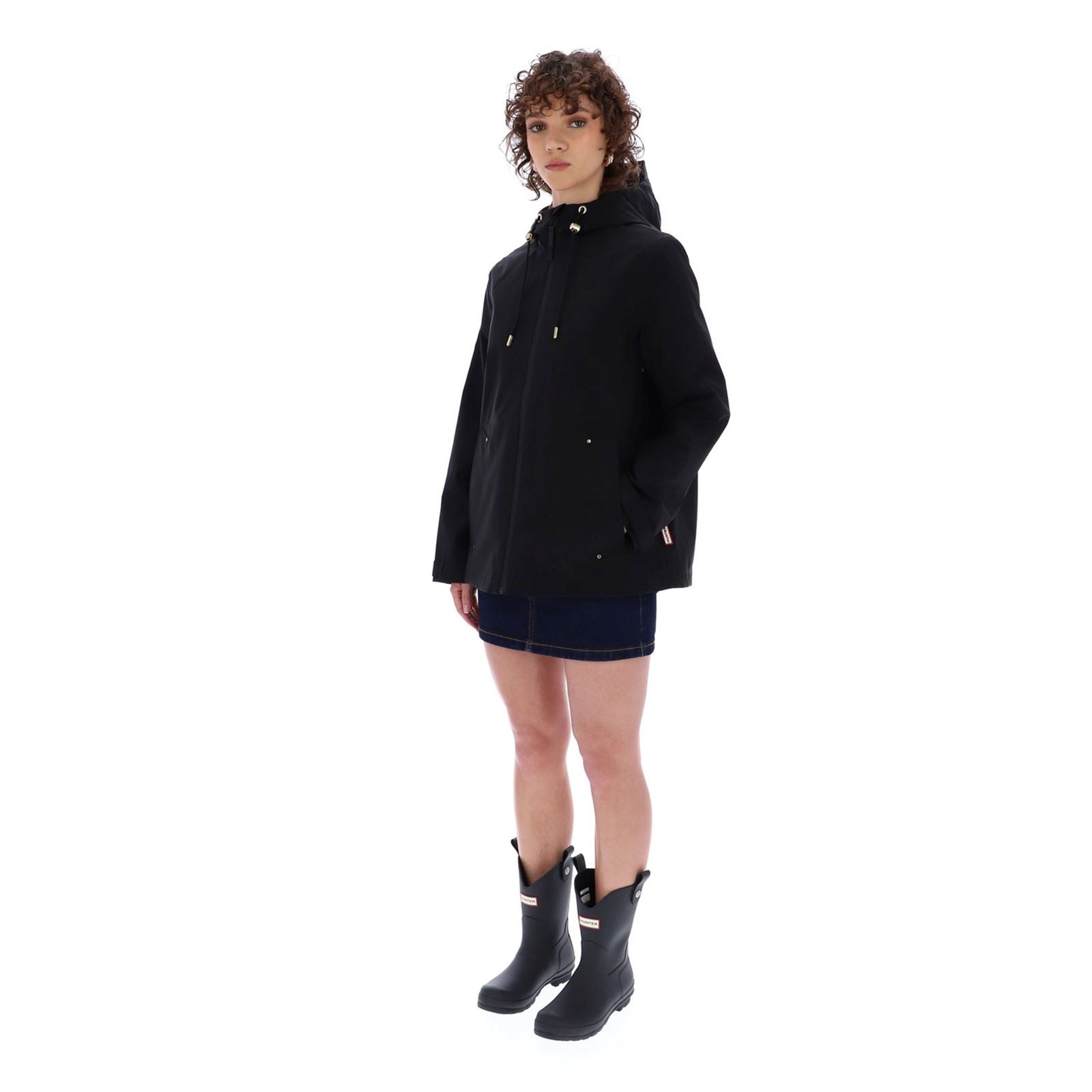 Hunter Original Lightweight Waterproof Damen Schwarze Regenjacke