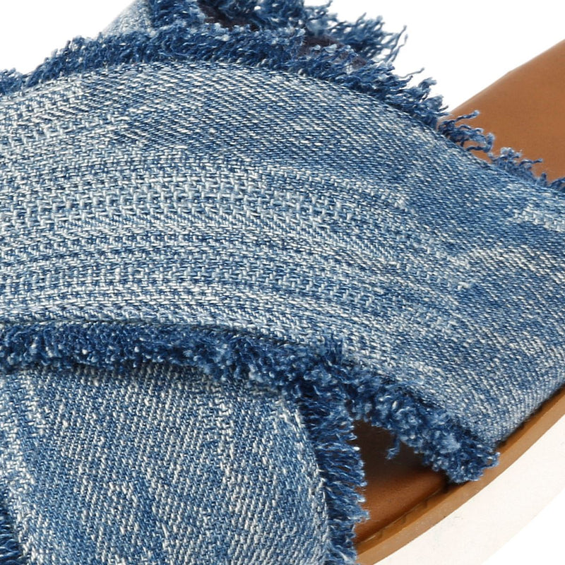 TOMS Mae Crossover Damen Sandalen In Blau Aus Denim