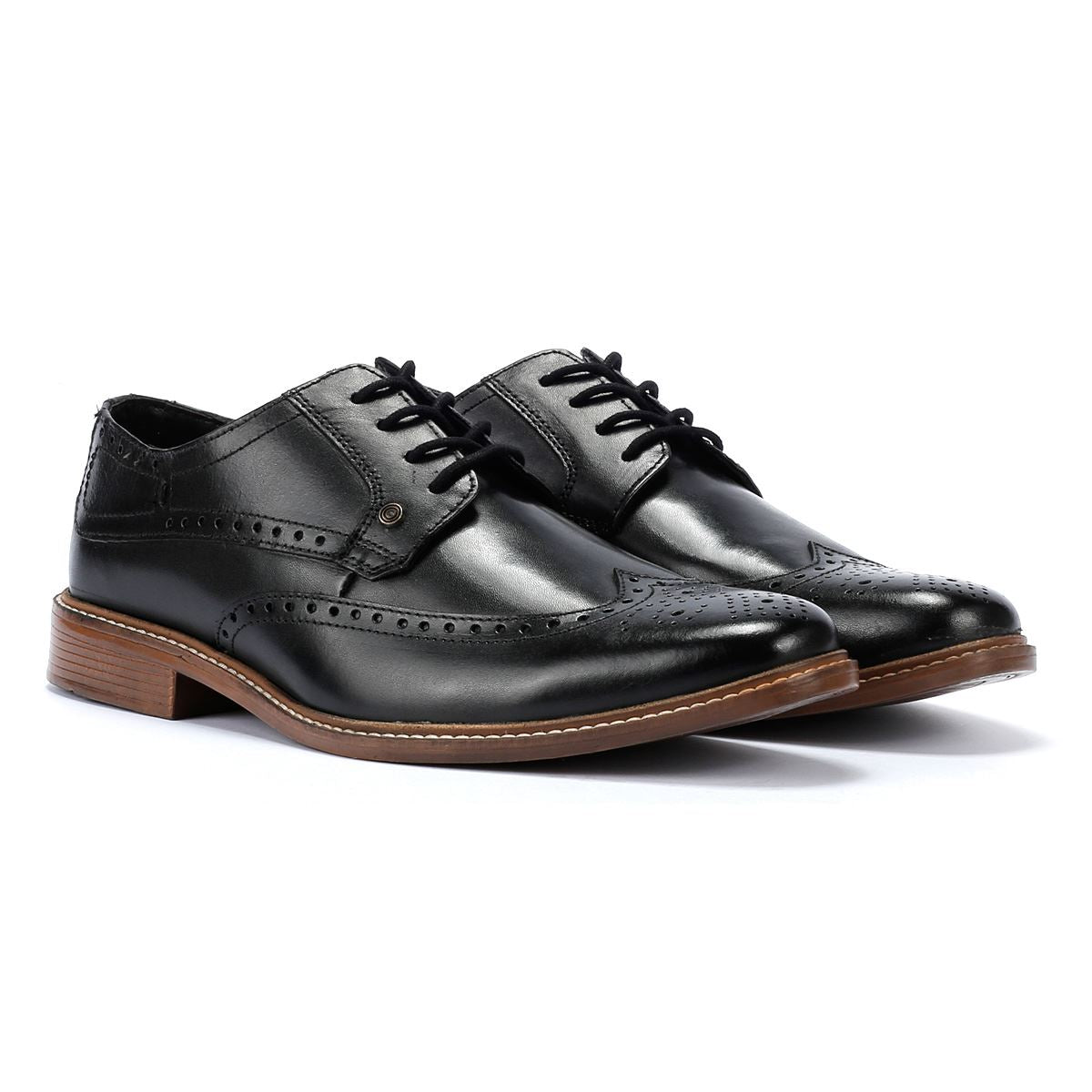 Lambretta Harvey Brogue Herren Schwarze Lederschuhe Zum Schnüren