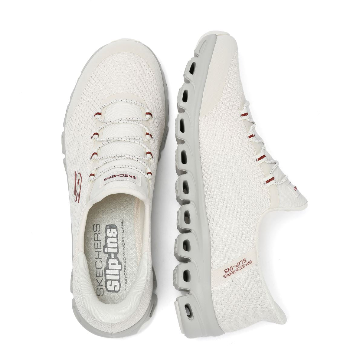 Skechers Slip-Ins Glide Step Vibey Mesh Damen Weiße Sneakers