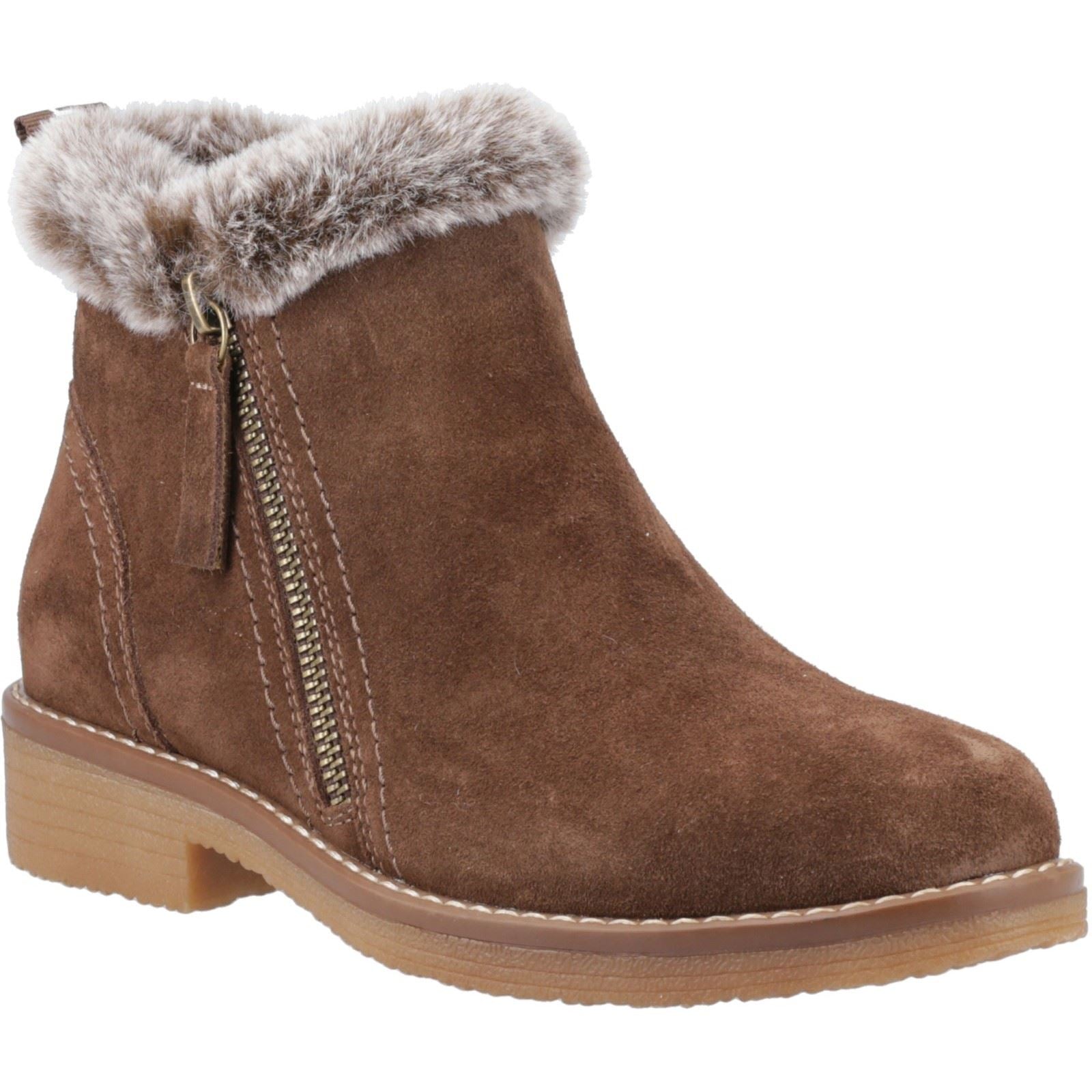 Hush Puppies Marnie Damen Winterstiefeletten aus Wildleder in Schokoladenfarbe