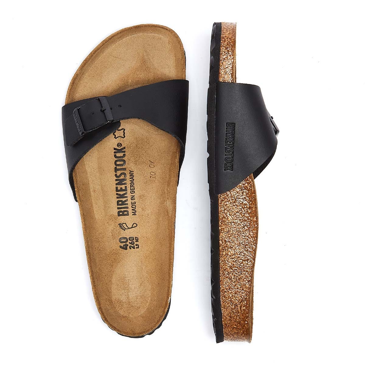 Birkenstock Madrid Birko Flor Damen Schwarz Sandalen