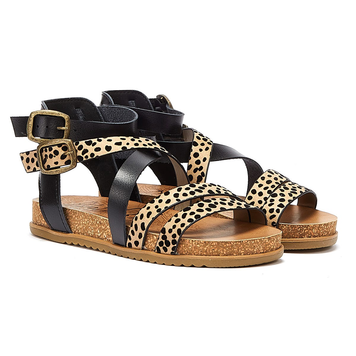 Blowfish Malibu Fandie Damen Leopard / Schwarz Sandalen