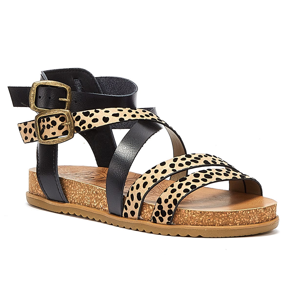 Blowfish Malibu Fandie Damen Leopard / Schwarz Sandalen