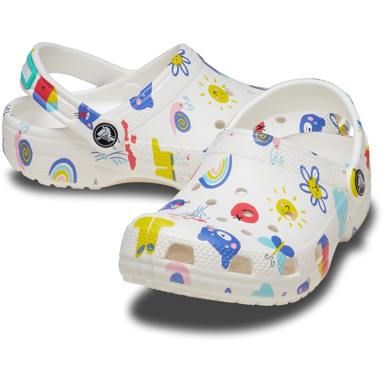 Crocs Classic Graphic Thermoplastische Weiße/Mehrfarbige Slipper