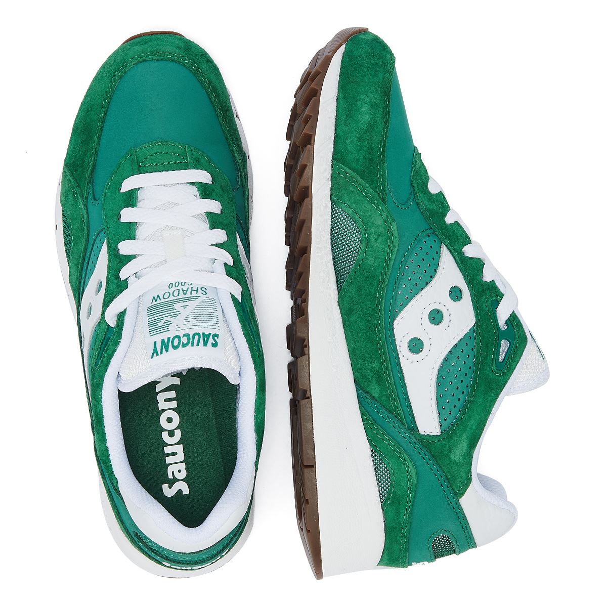 Saucony Shadow 6000 Grün/Weiße Wildleder-Sneakers