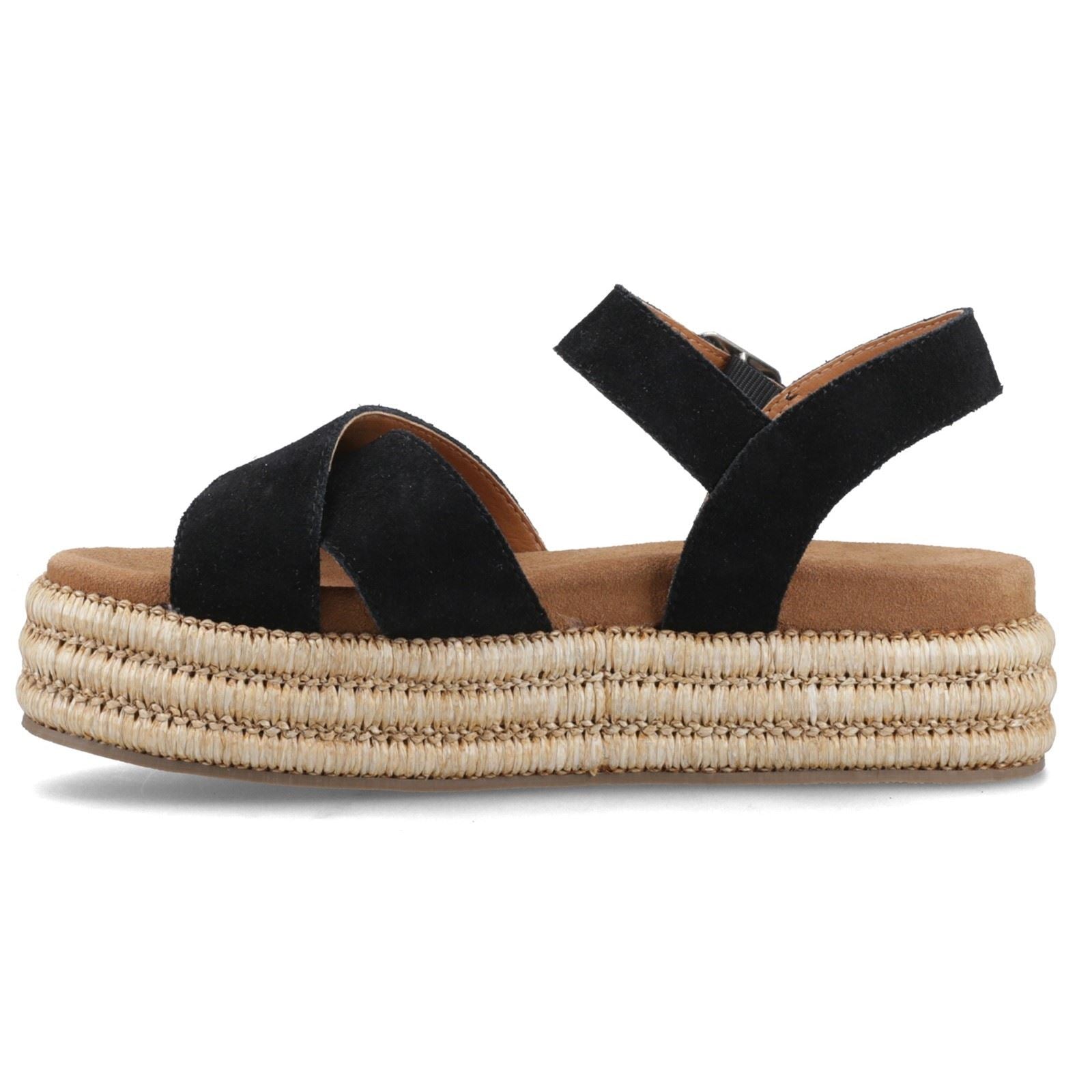 Hush Puppies Rosa Rafia Sandal Leder Damen Schwarze Sandalen