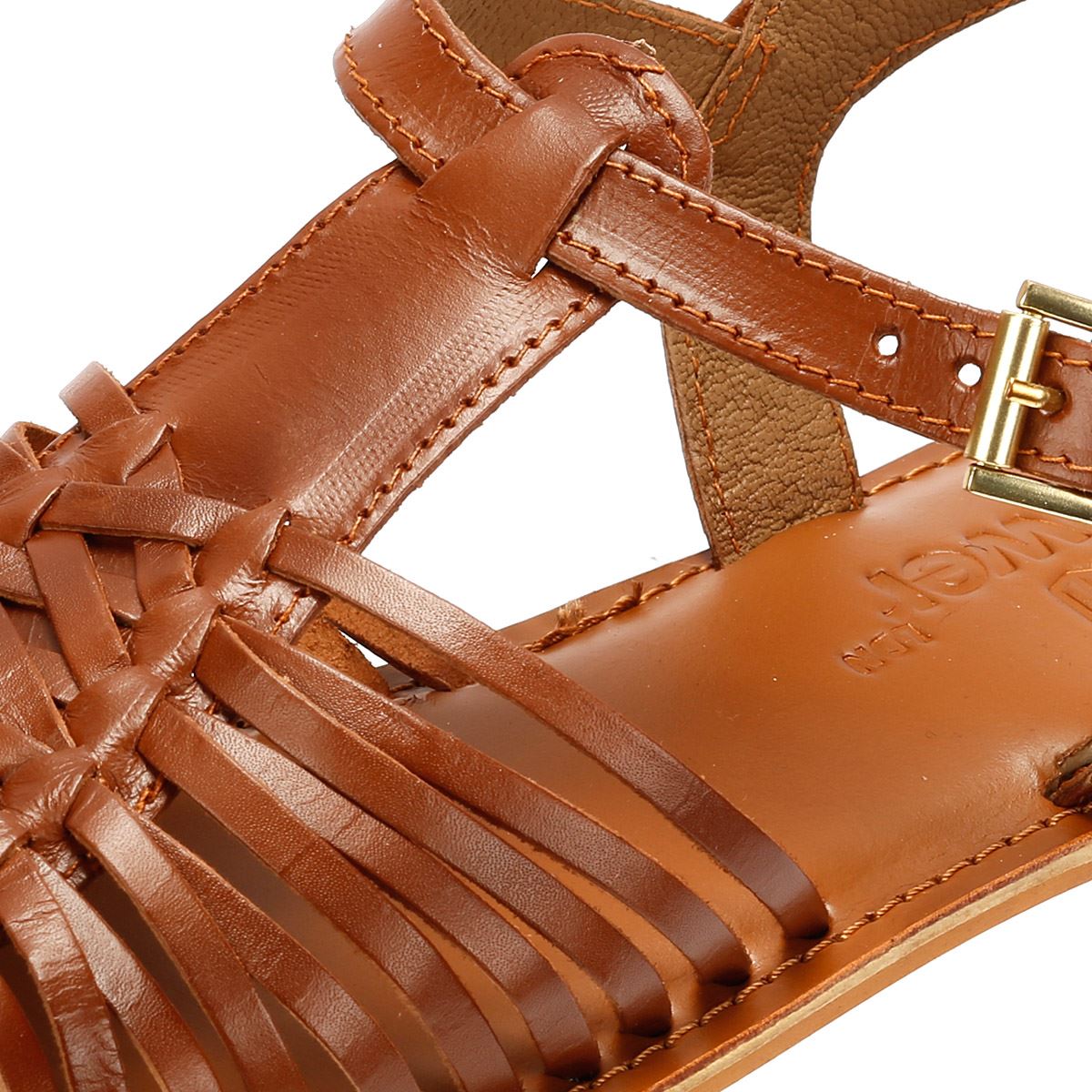 Tower London Hurache Damen Sandalen Aus Braunem Leder