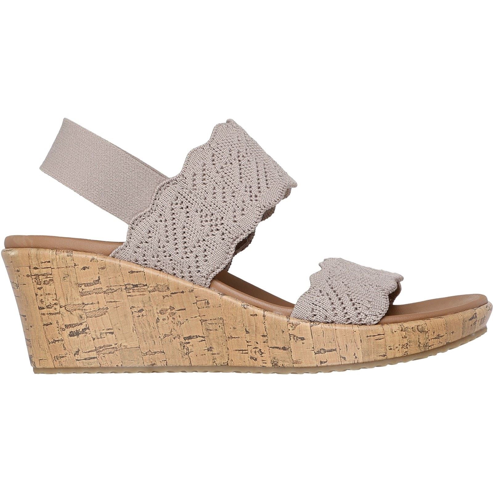 Skechers Beverlee Timeless Touch Damen Sandalen In Taupe Aus Textil