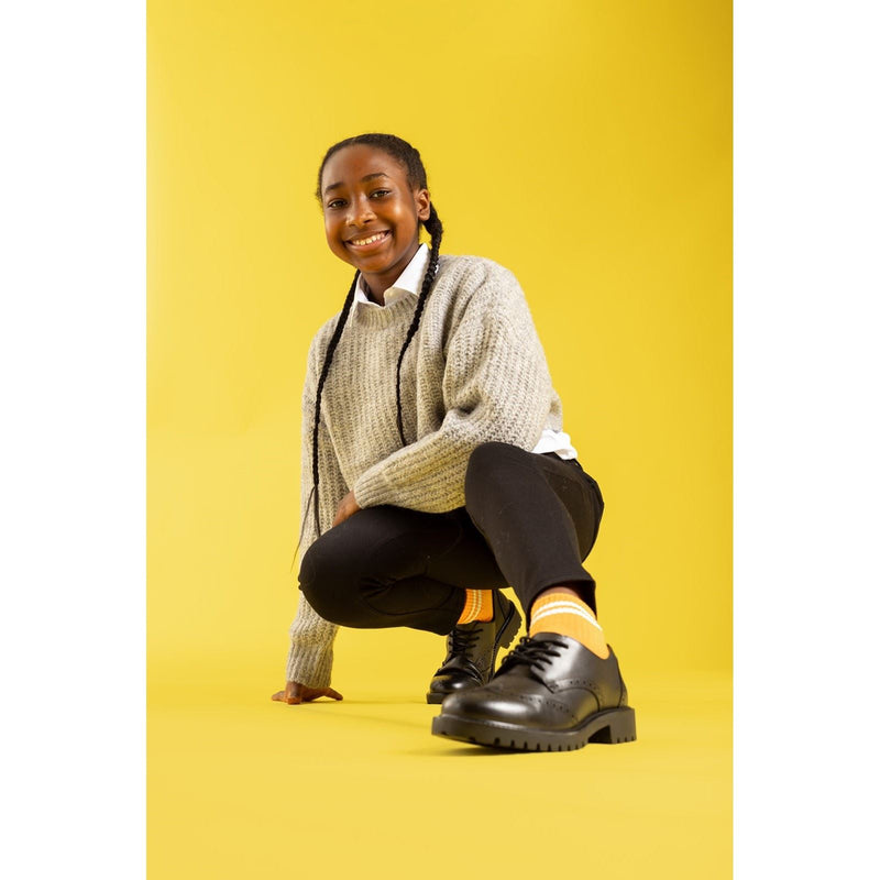 Hush Puppies Athena Senior Mädchen Brogues Aus Schwarzem Leder