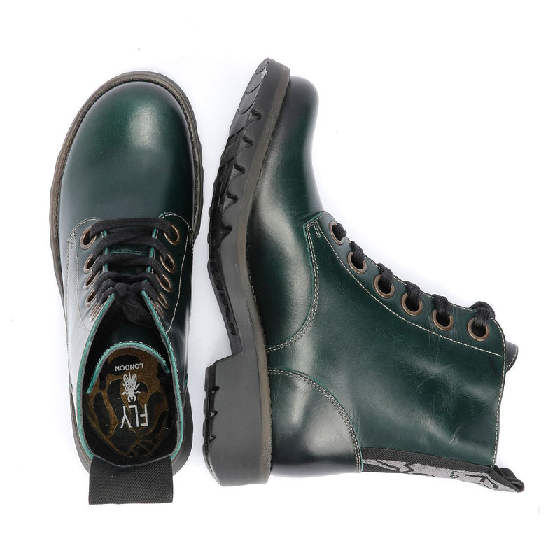 Fly London Ragi Leder Damenstiefel In Grün