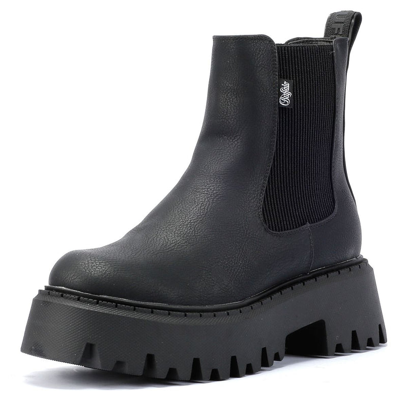 Buffalo Aspen Chelsea Damenlederstiefel In Schwarz