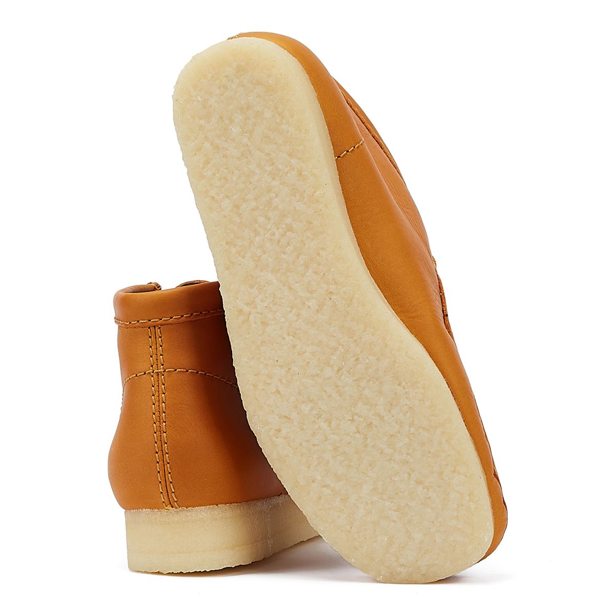 Clarks Originals Wallabee Mid Tan-Leder Herrenstiefel In Orange