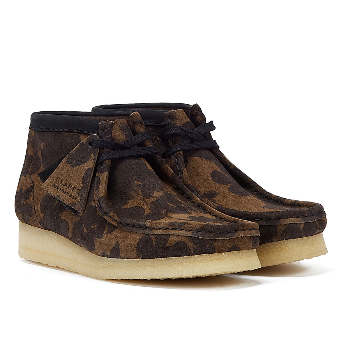 Clarks Originals Wallabee Floral Damen Stiefel In Schwarz/Khaki