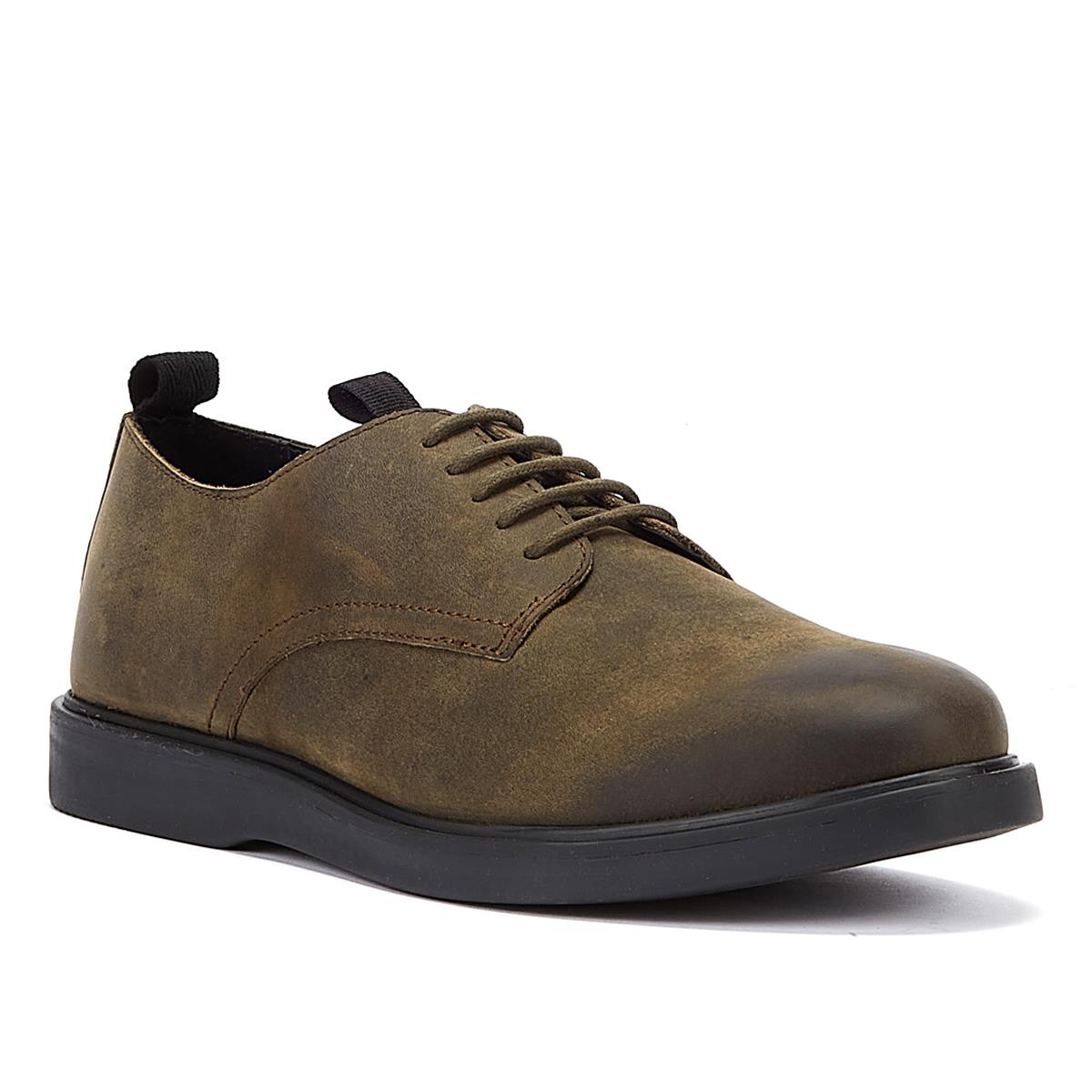 Hudson Barnstable Khaki Leder Herren Schnürschuhe In Grün