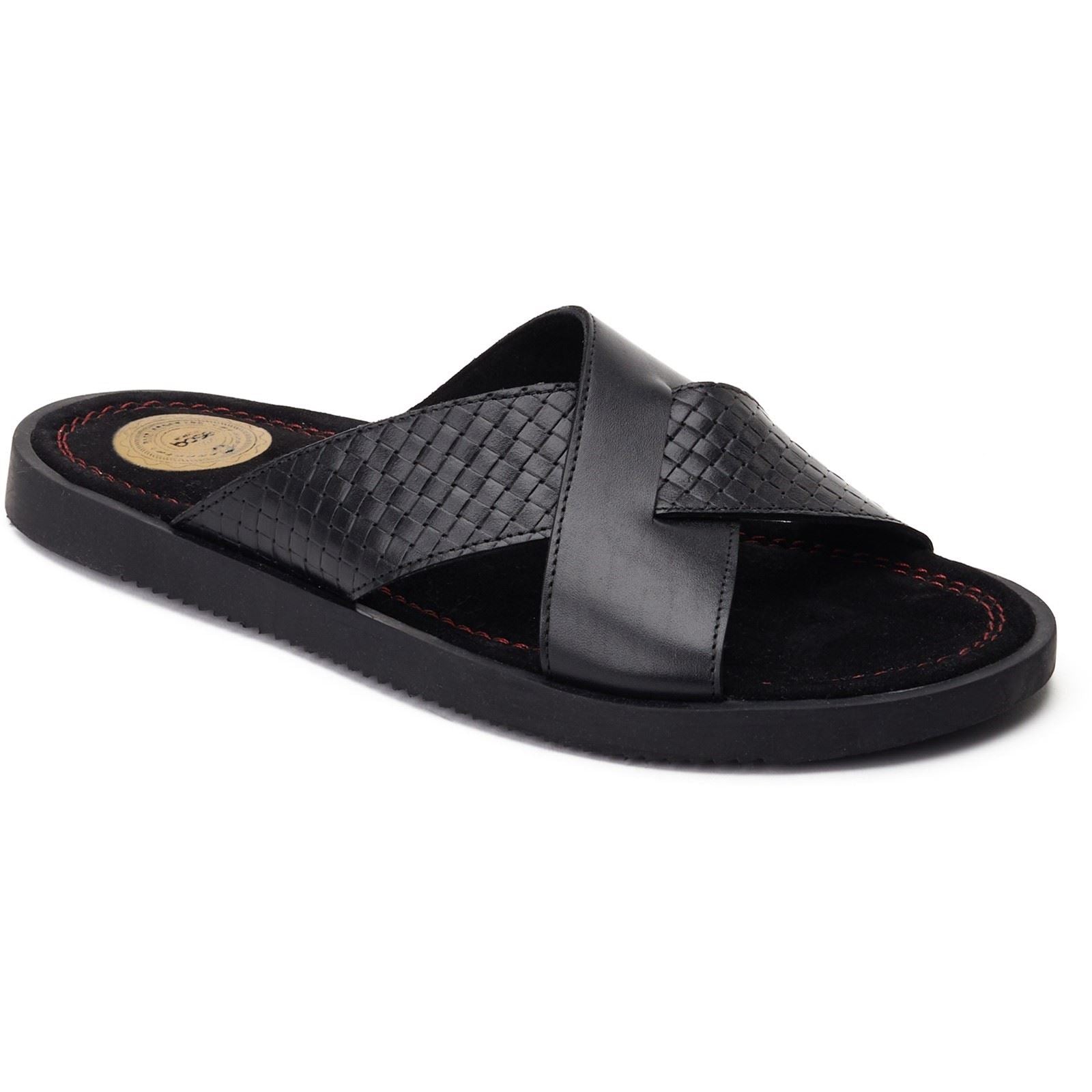 Base London Astro Leder Herren Schwarze Sandalen