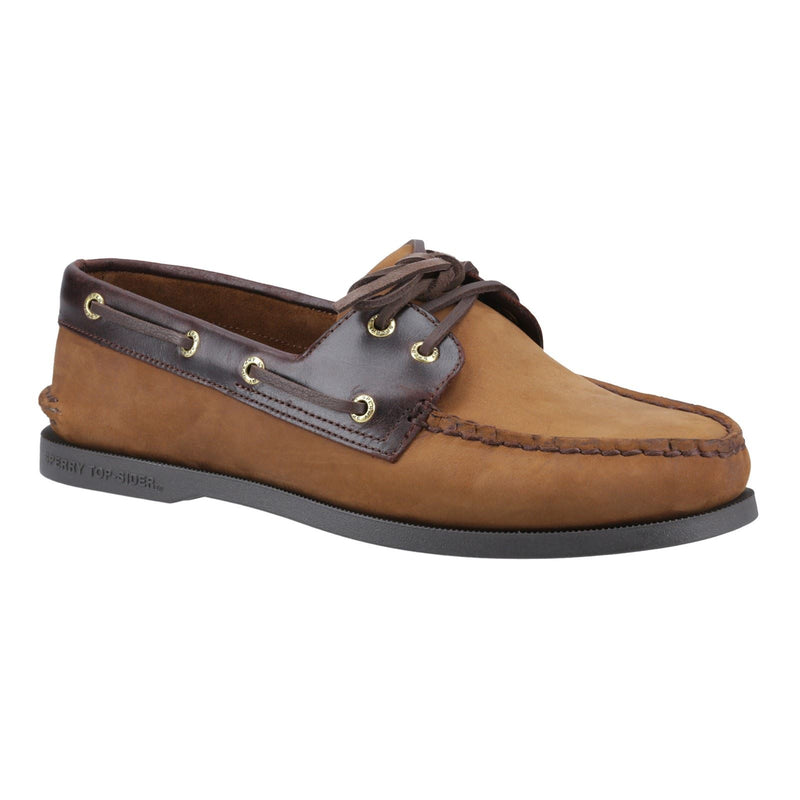 Sperry Authentic 2 Eye Herren Bootsschuhe Aus Braunem Leder Kombimaterial