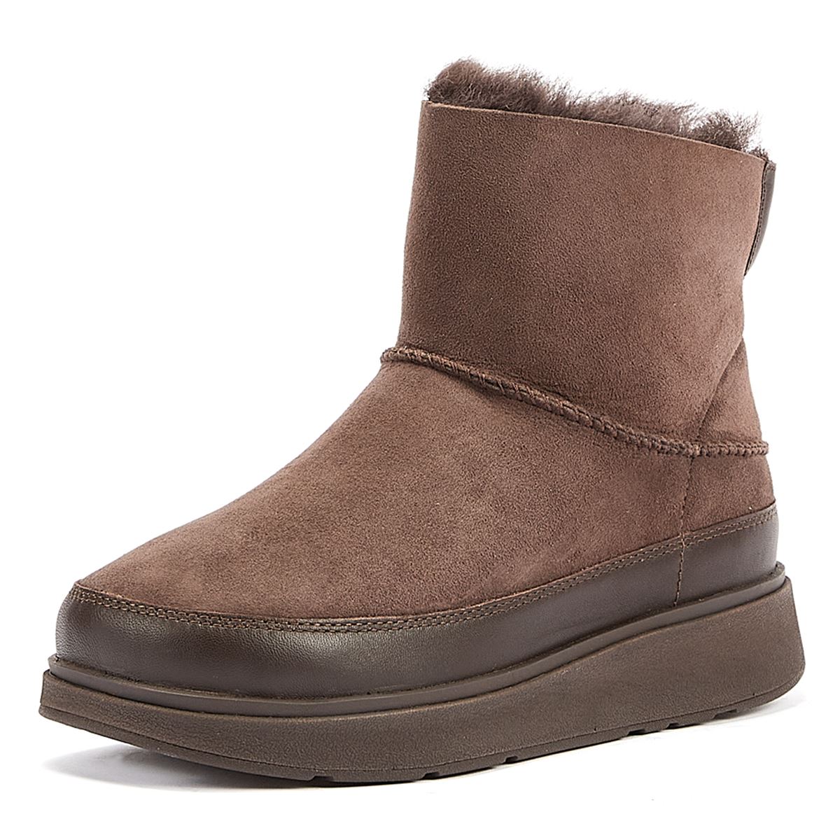 FitFlop Lammfell Damenstiefel In Schokoladenfarbe