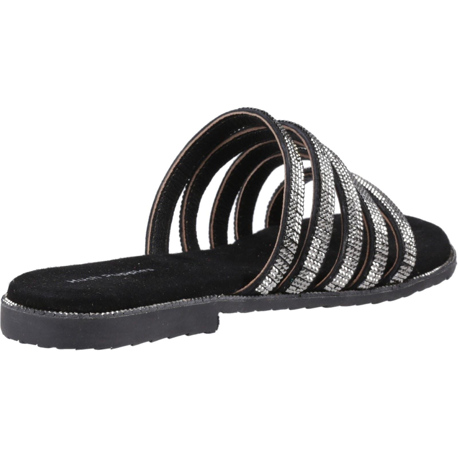 Hush Puppies Paris Slide Damen Sandalen Aus Schwarzem/Silbernem Wildleder