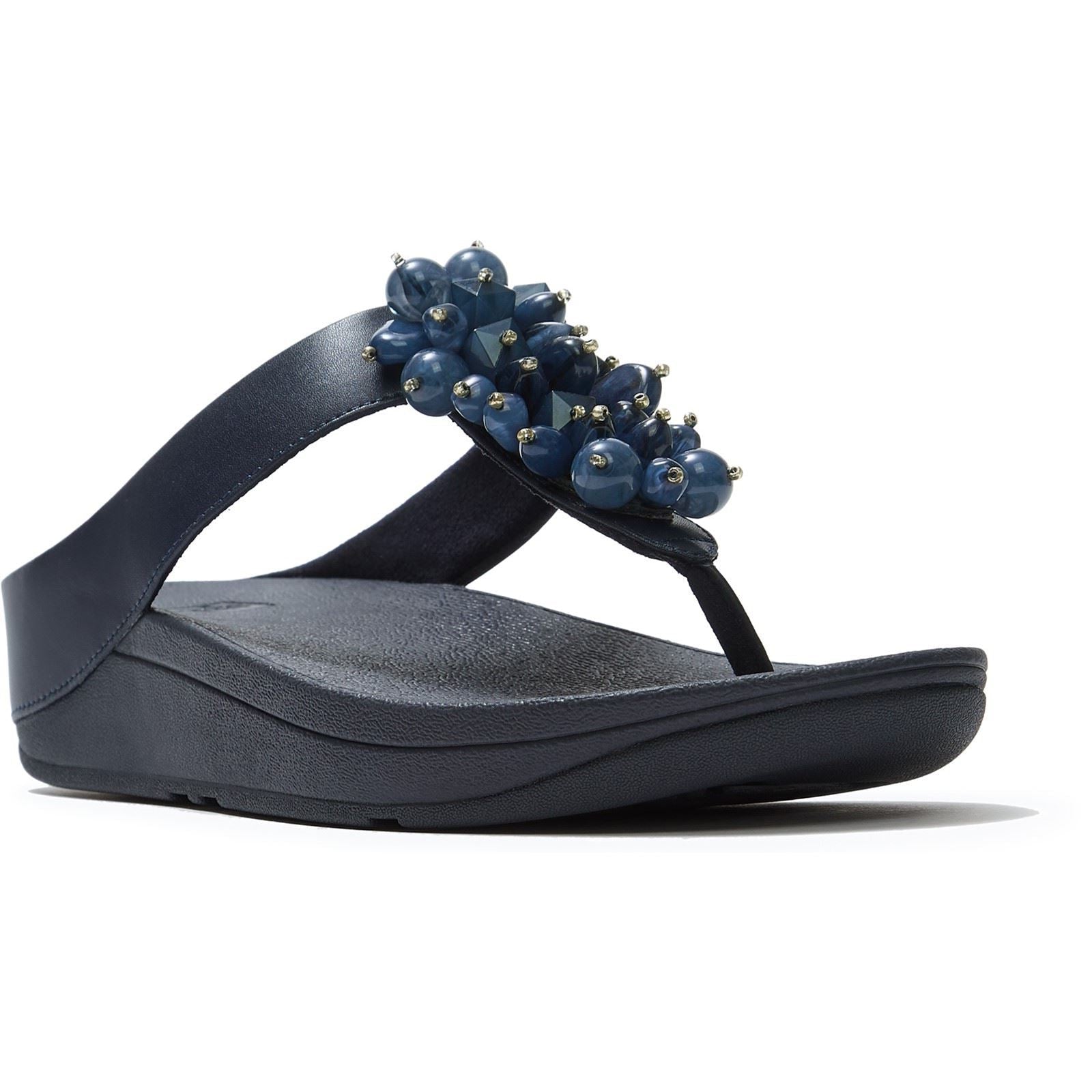 Fitflop Fino Toe-Post Polyurethan Damen Sandalen In Mitternachtsblau