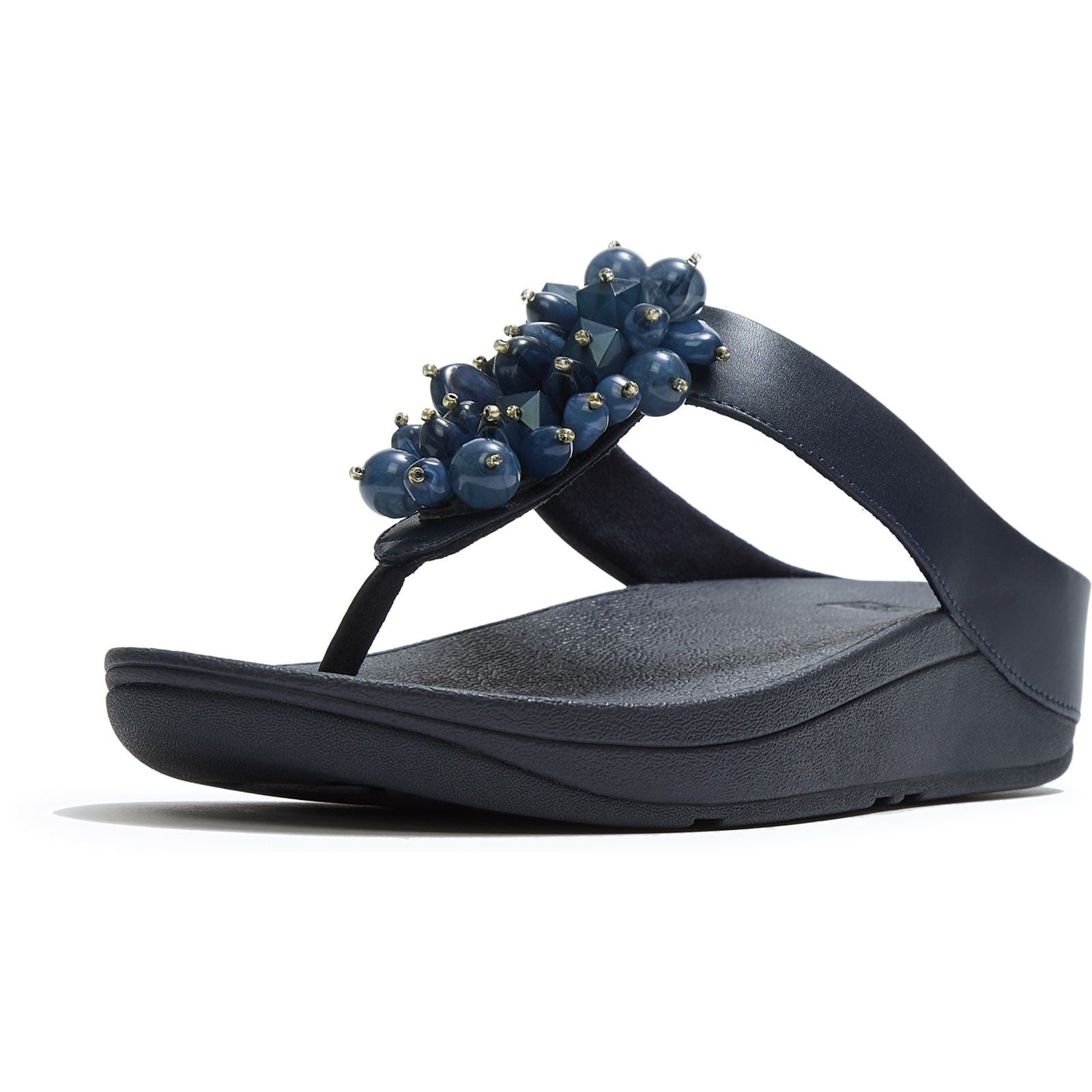 Fitflop Fino Toe-Post Polyurethan Damen Sandalen In Mitternachtsblau