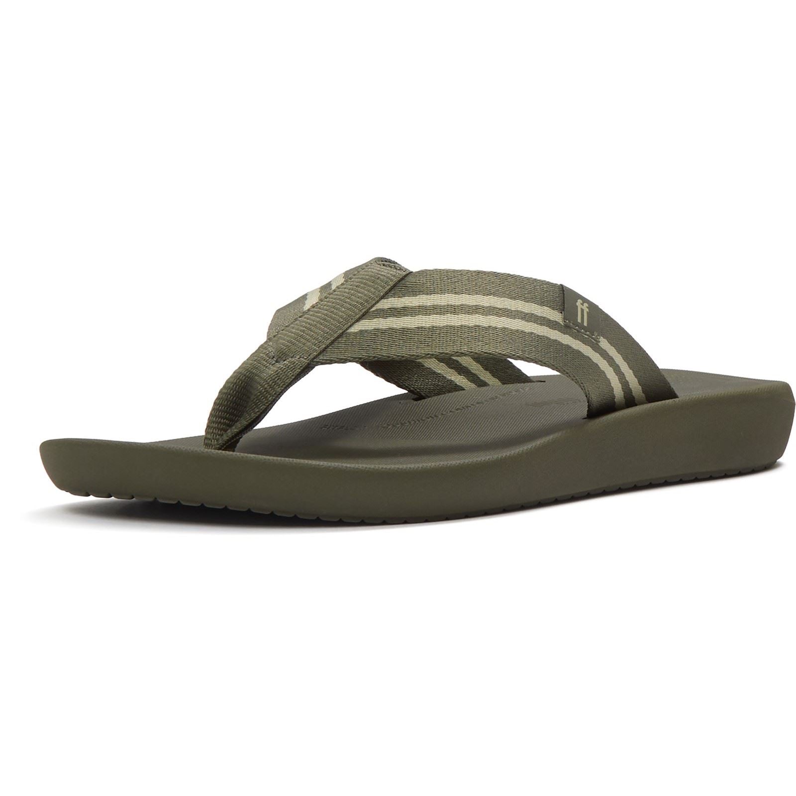 Fitflop iQushion Polyester Herren Flip-Flops In Tiefem Oliv/Salbeigrün