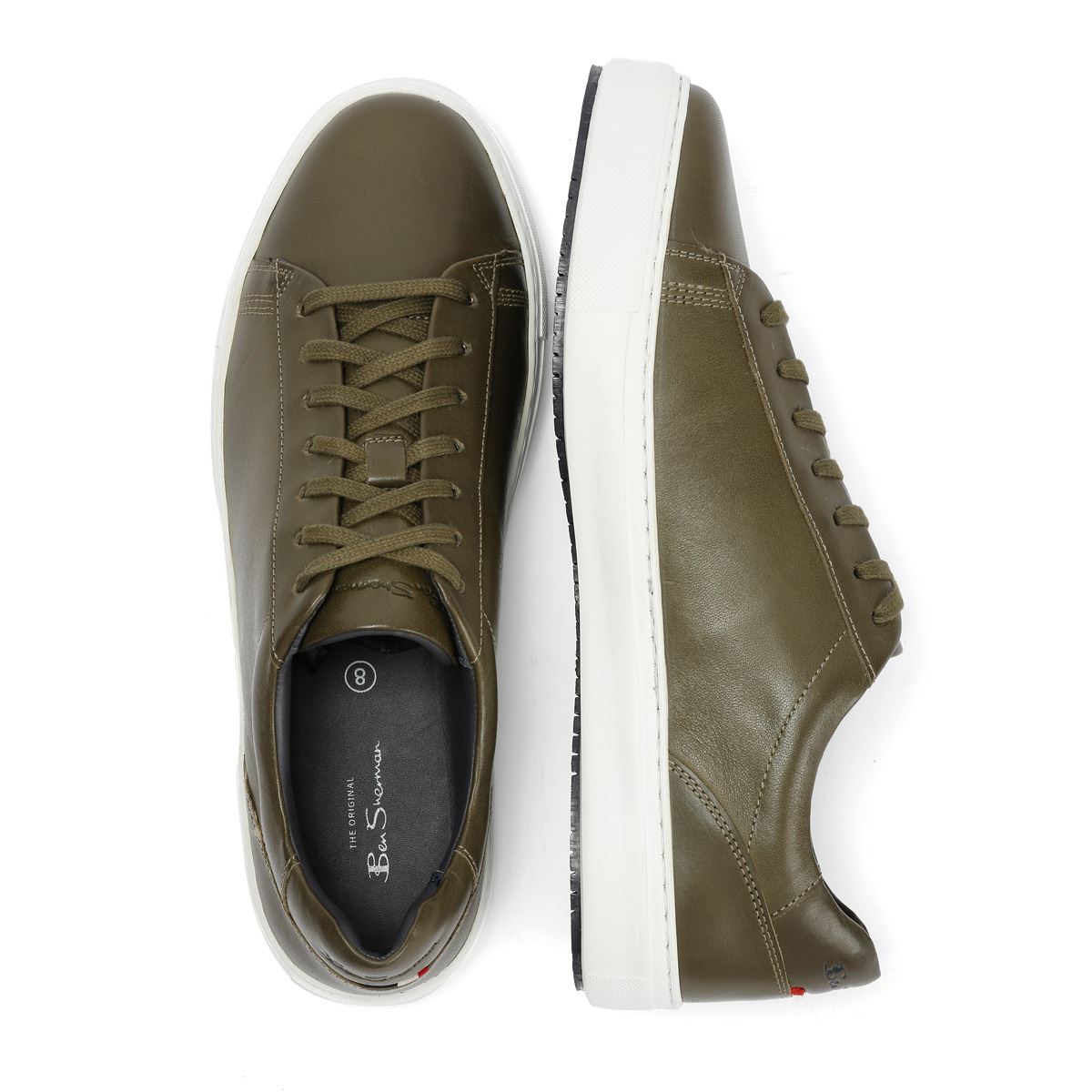 Ben Sherman Ace Cupsole Leder Herren Grüne Sneakers