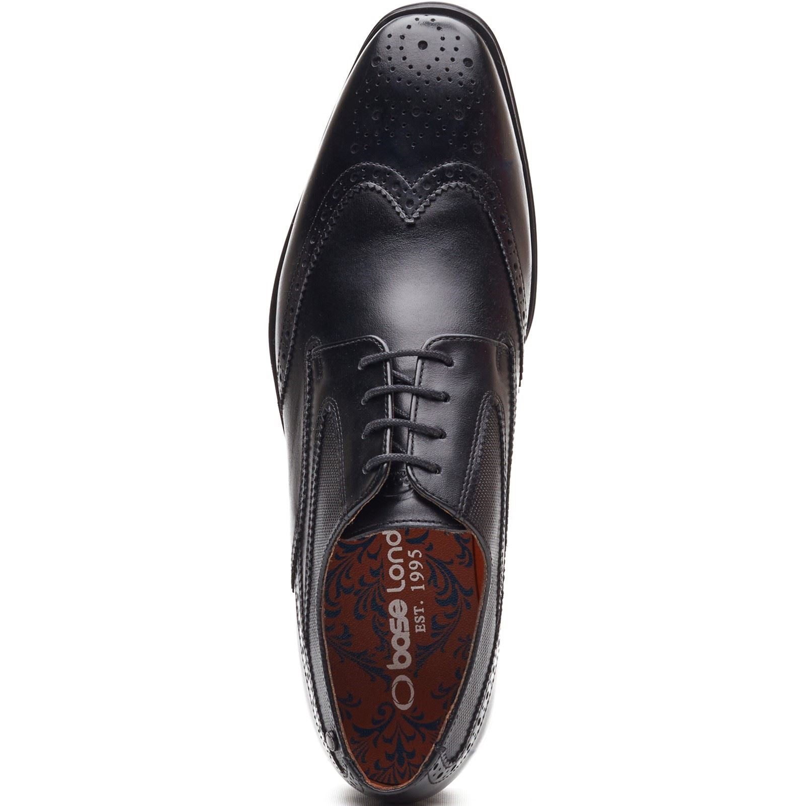 Base London Steeple Brogue Leder Herren Schwarze Brogues Schuhe