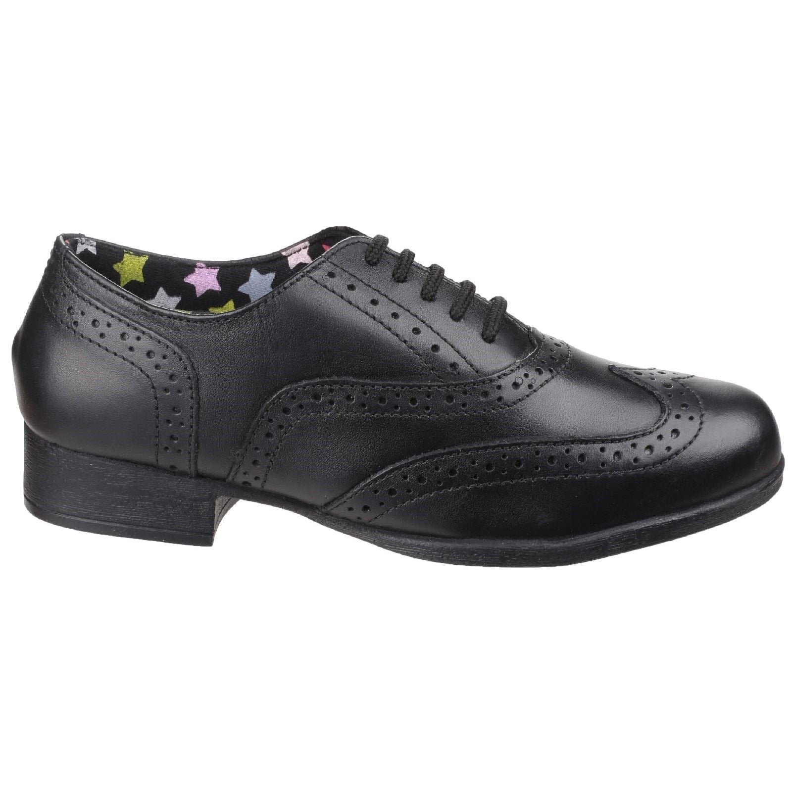 Hush Puppies Kada Senior Mädchen Brogues Aus Schwarzem Leder