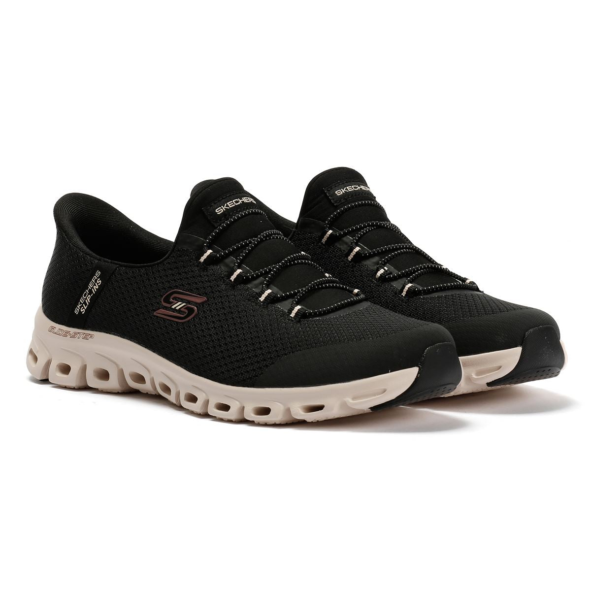 Skechers Slip-Ins Glide Step Vibey Mesh Damen Schwarze Turnschuhe
