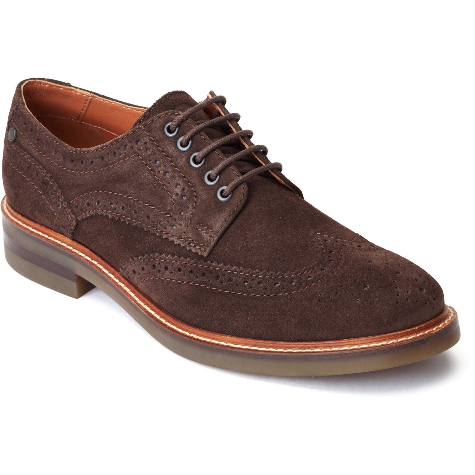 Base London Hatfield Leder Herren Brogues Schuhe In Verbranntem Braun