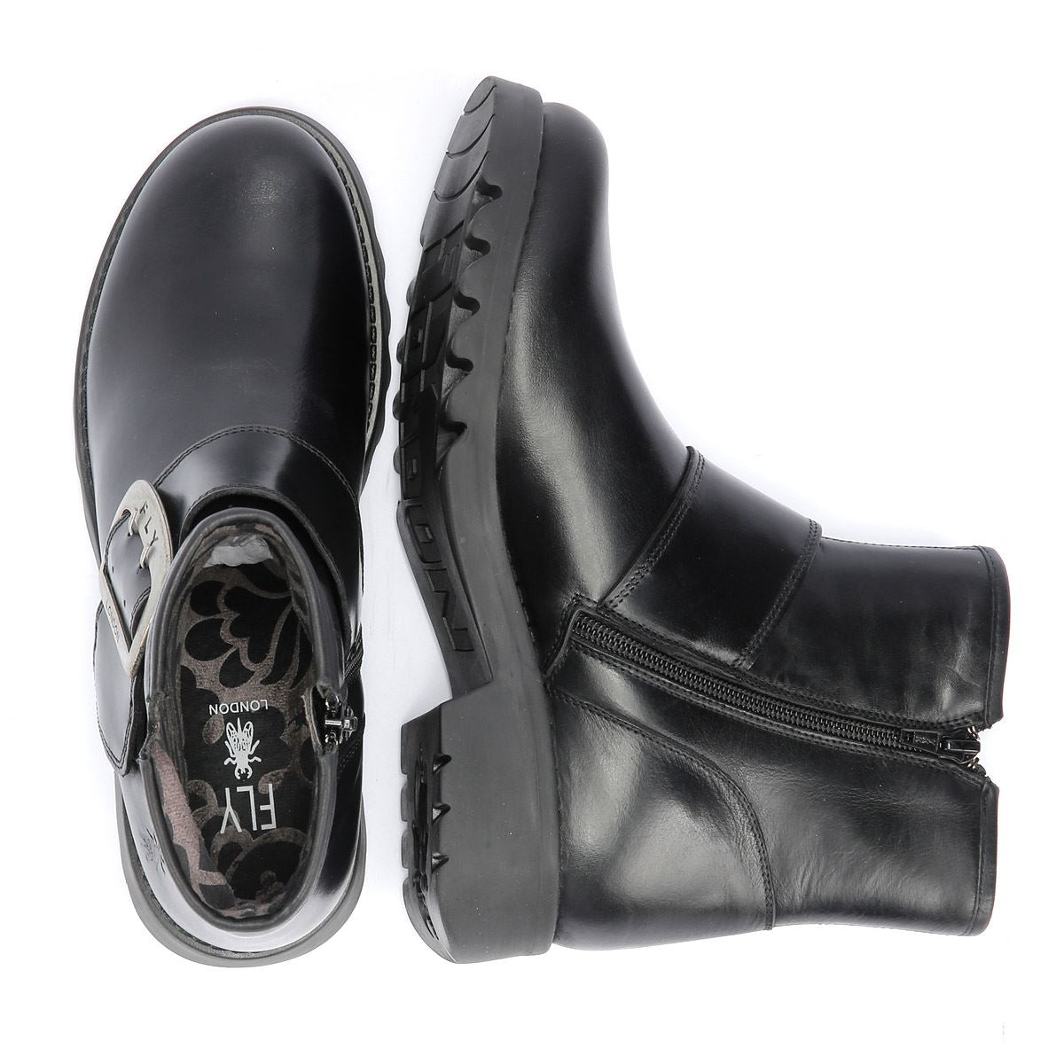 Fly London Rily Leder Damen Schwarze Farbe Stiefel