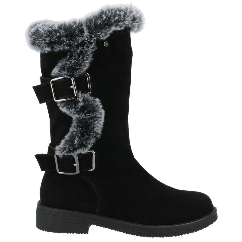 Hush Puppies Megan Wide Damenstiefel Aus Schwarzem Wildleder