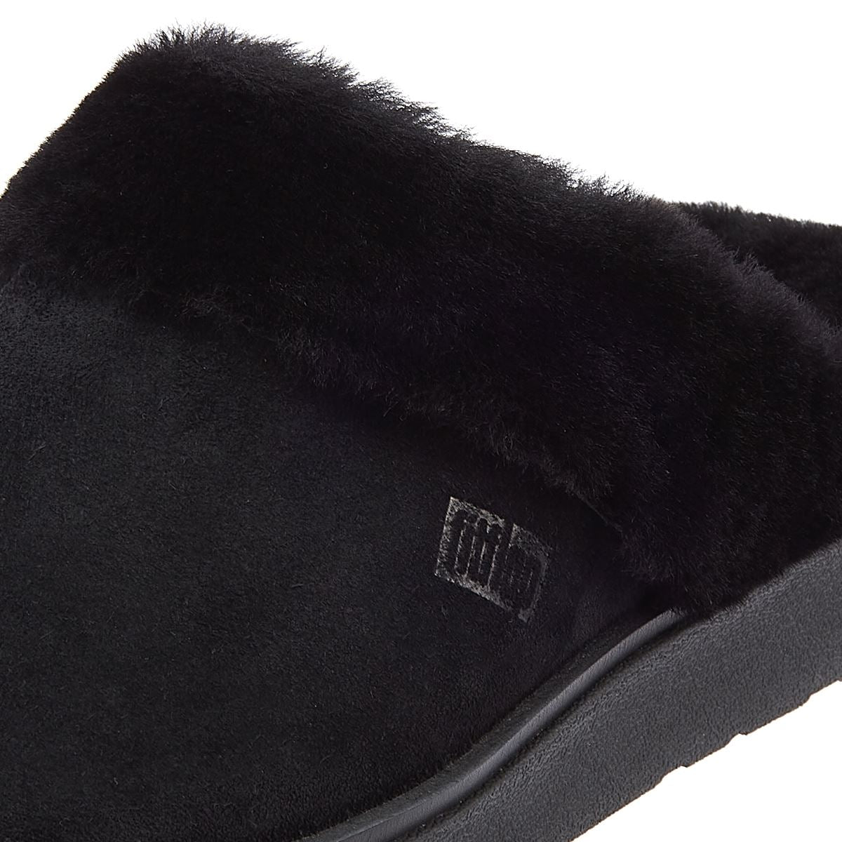 FitFlop Shearling-Kragen Damen Hausschuhe In Schwarz