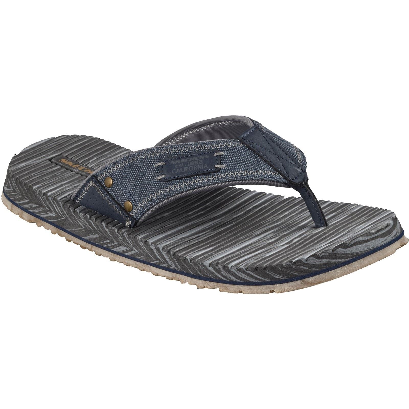 Skechers Quill Textile Herren Navy Flip-Flops