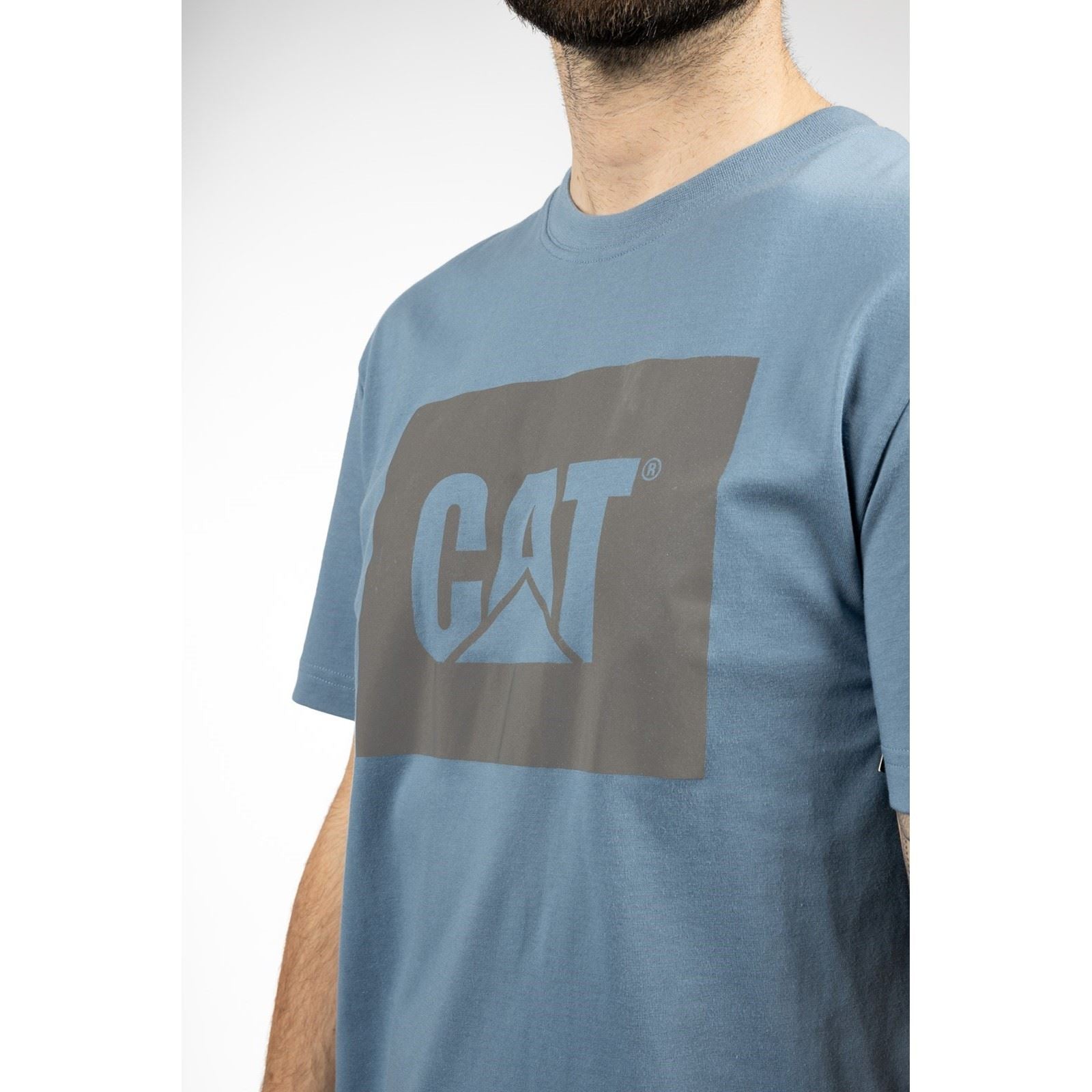 Caterpillar Graphic Baumwoll Herrenblaue T-Shirts Mit Kurzen Ärmeln