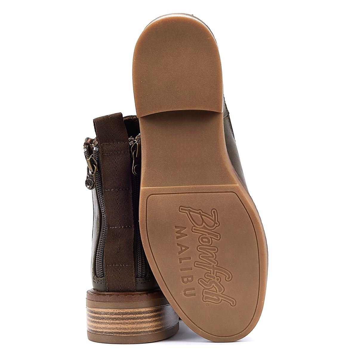 Blowfish Malibu Vedder Damen-Oliven-Faux-Lederstiefel