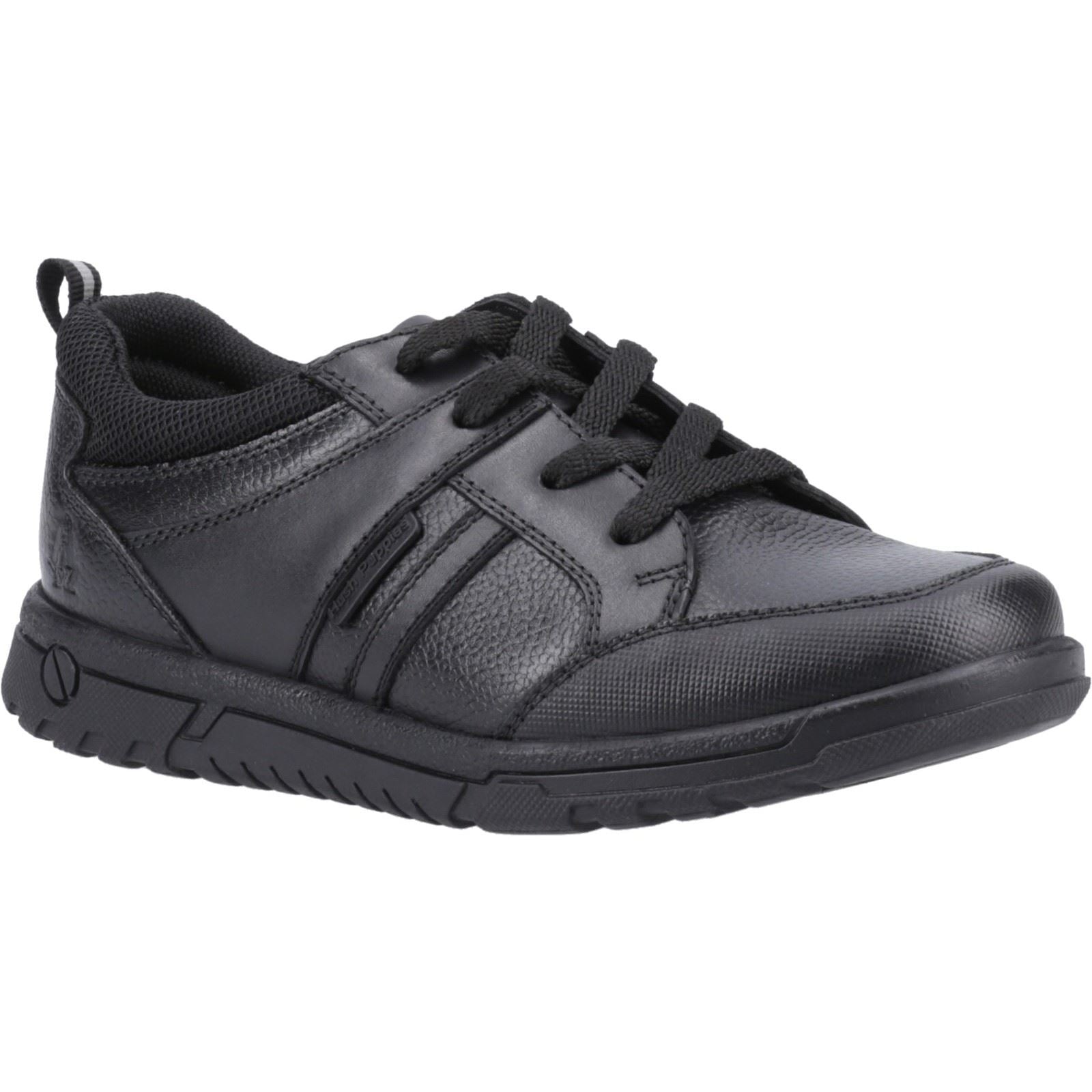 Hush Puppies Steven Senior Die Schwarzen Schnürschuhe Für Jungen Aus Leder
