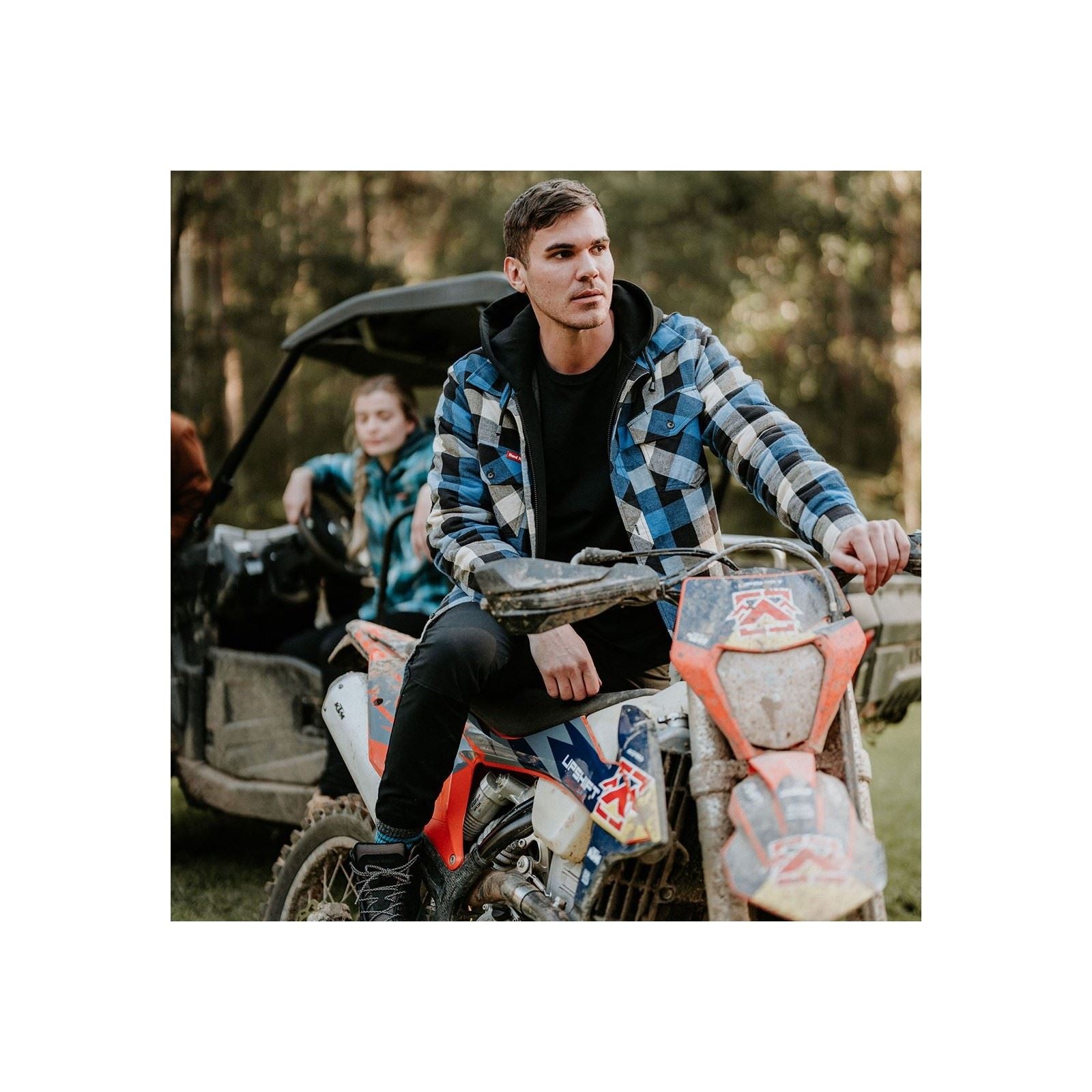 Hard Yakka Quilted Flannel Shacket Herren Blaues Hemd Jacket