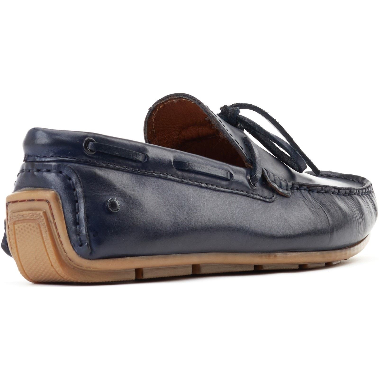 Base London Brooks Leder Herren Marineblaue Slipper