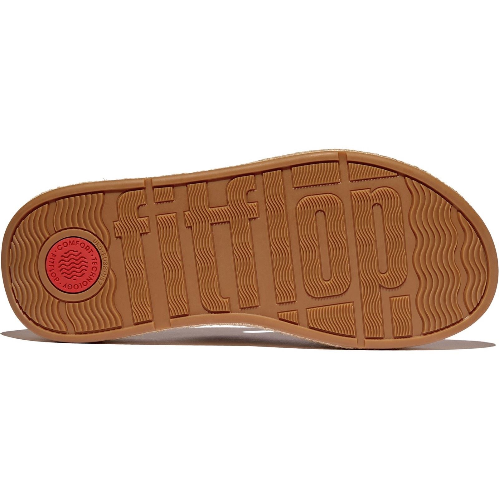 Fitflop F-Mode Toe Post Espadrille Leder Damen Platino Sandalen