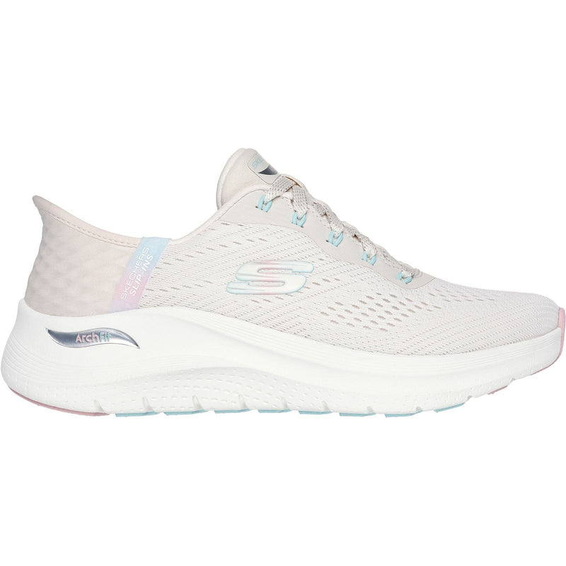 Skechers Arch Fit 2.0 Easy Chic Damen Sneaker Aus Natürlichen/Rosa Textilien