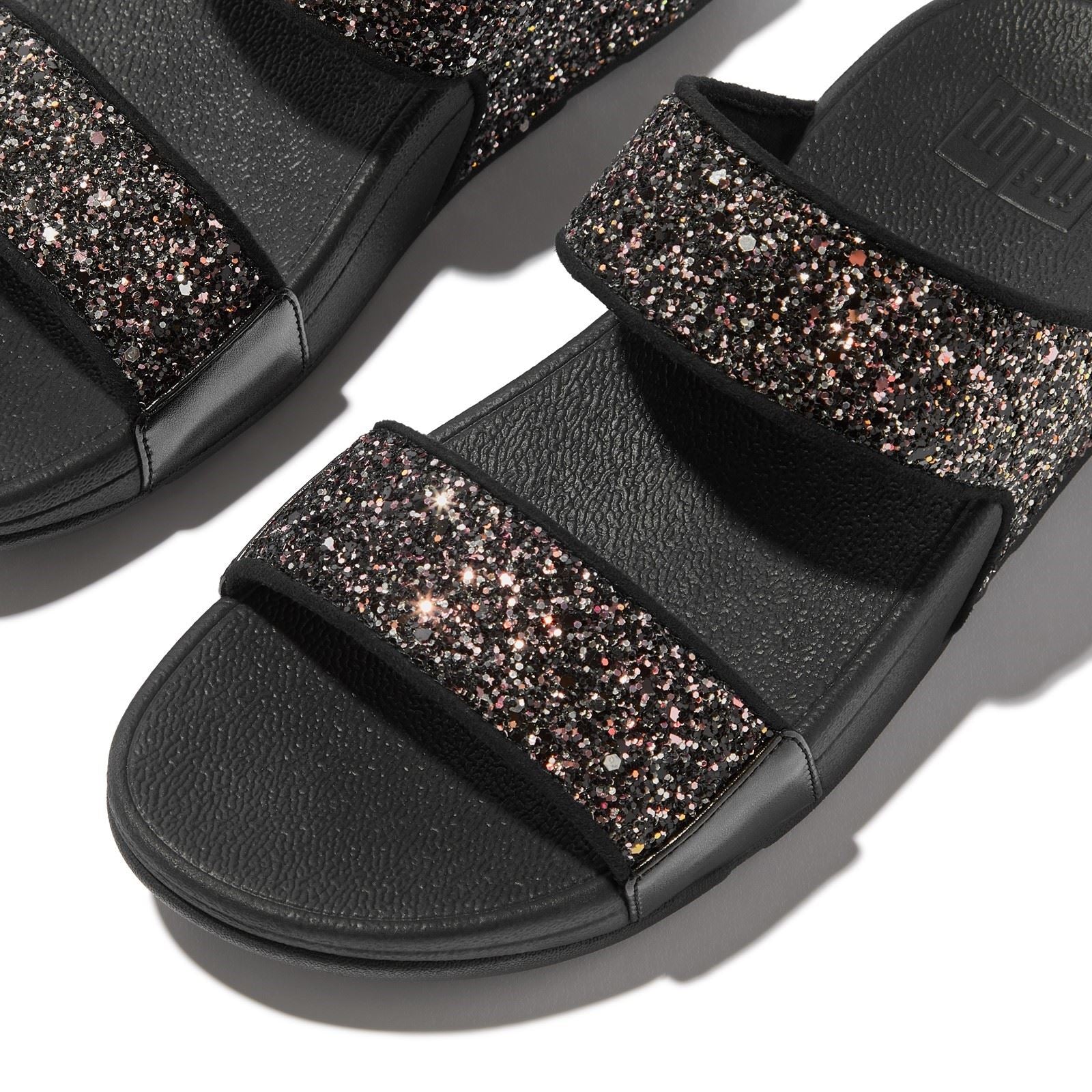 Fitflop Lulu 2 Bar Glitter Polyurethan Damen Schwarze/Multifarbene Sandalen
