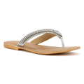 Tower London Metallic Bead Thong Damen Silber Sandalen