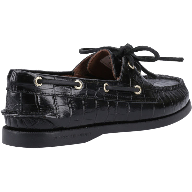 Sperry Authentic 2 Eye Damen Bootsschuhe Aus Schwarzem Leder